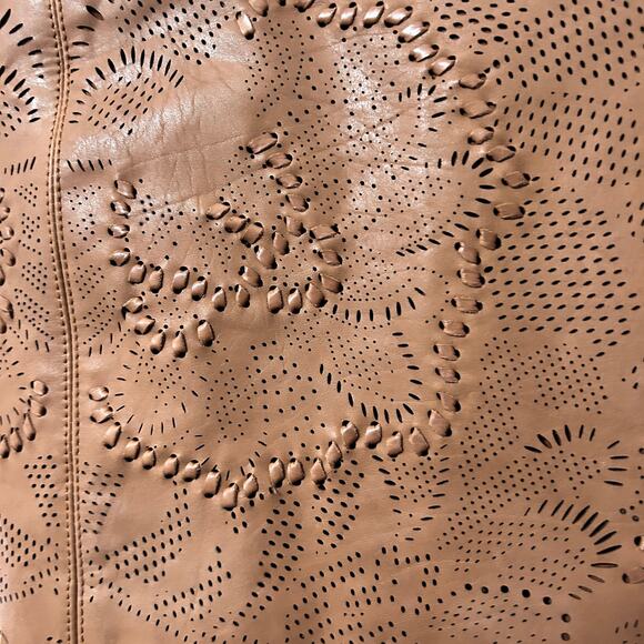 NEW Lauren Ralph Lauren Black Label Tooled Leather Pencil Skirt Sz 10 Brown Luxe - Picture 8 of 13